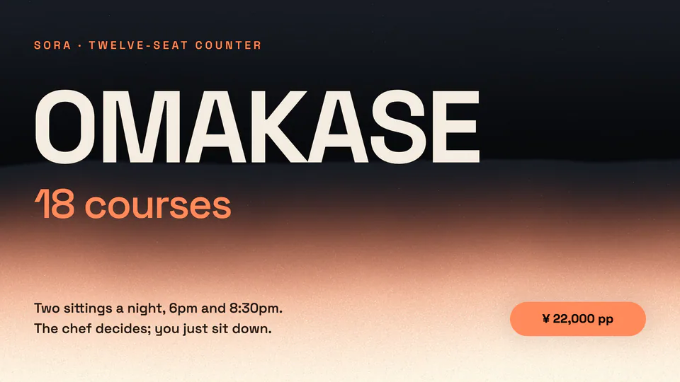 Sora Omakase, Counter seats
